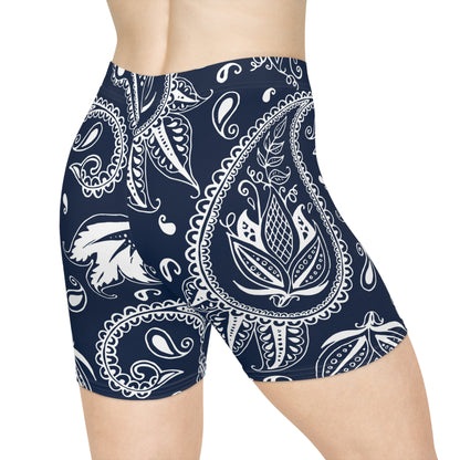 Blue Paisley Women's Biker Shorts