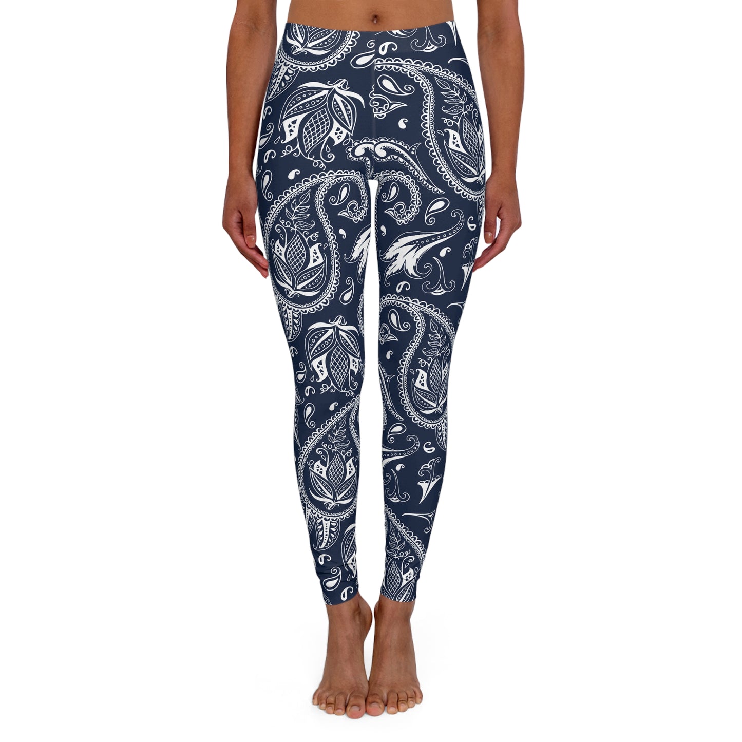 Blue Paisley Small Women's Casual Spandex Leggings