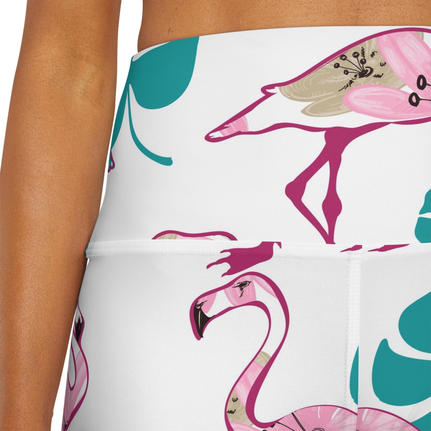 Flamingo High Waisted Yoga Shorts