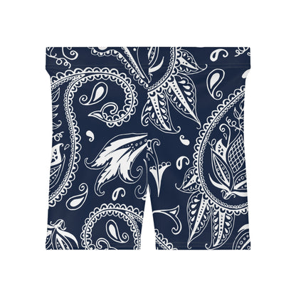 Blue Paisley Women's Biker Shorts