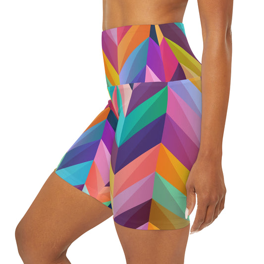 Geo Pattern High Waisted Yoga Shorts