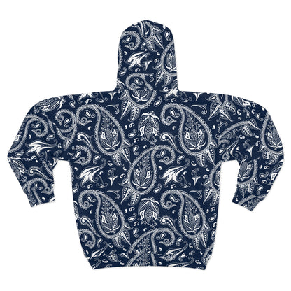 Blue Paisley Unisex Zip Hoodie