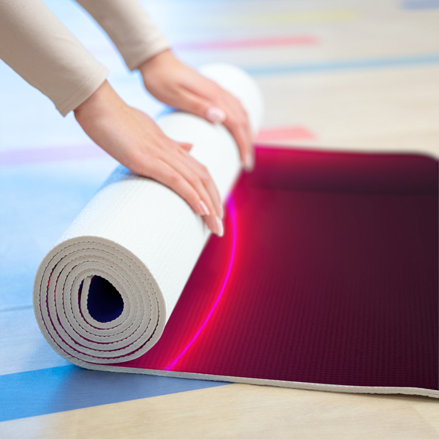 Red & Blue Lotus Foam Yoga Mat