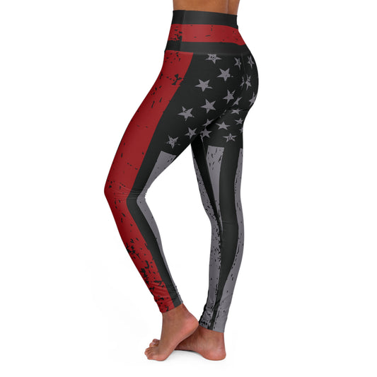 Red Line of Defense Fireman High Waisted Yoga Leggings