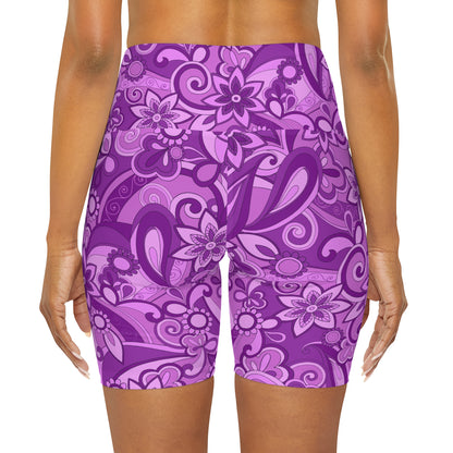 Funky purple High Waisted Yoga Shorts