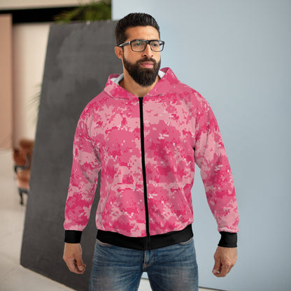 Pink Camo Unisex Zip Hoodie