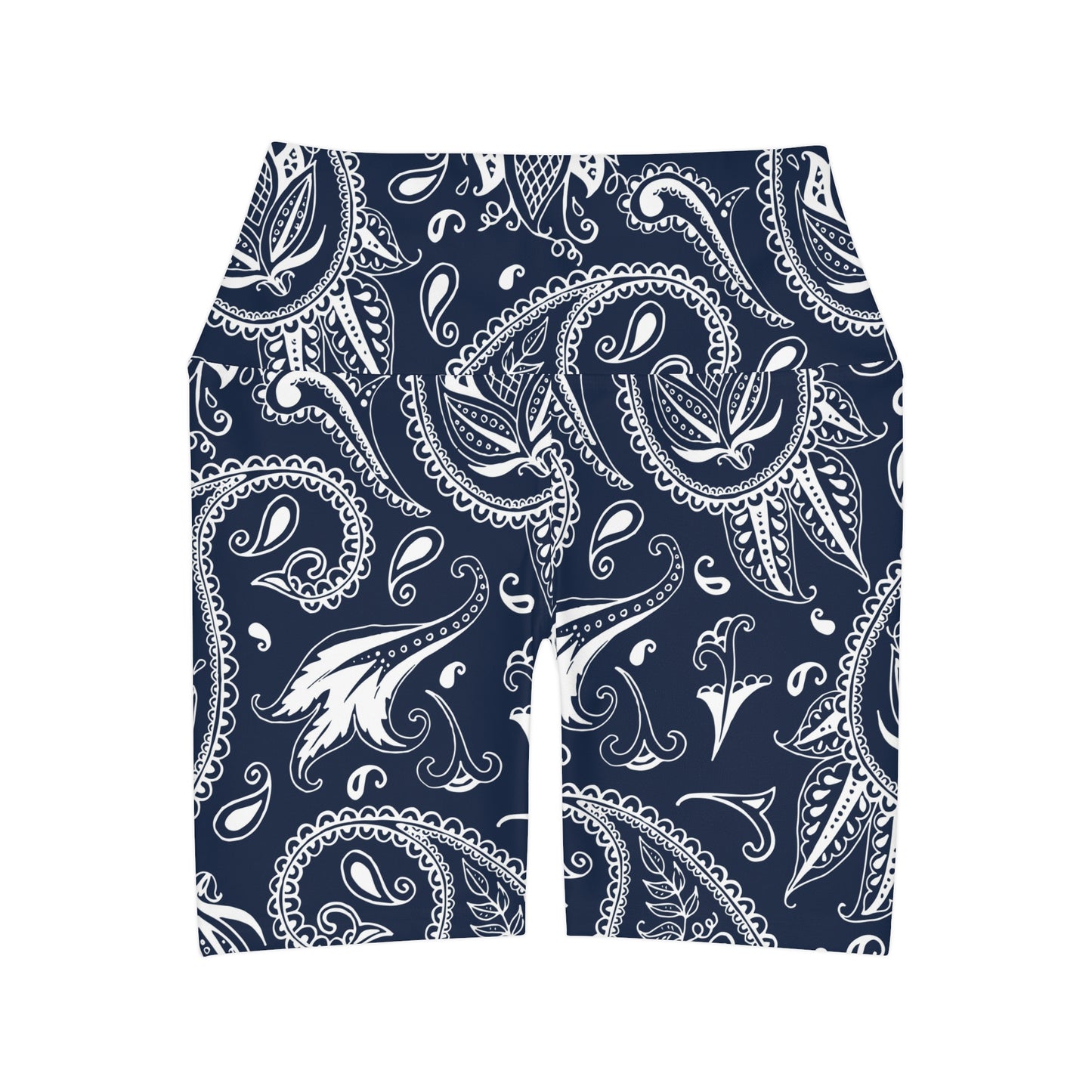 Blue Paisley High Waisted Yoga Shorts