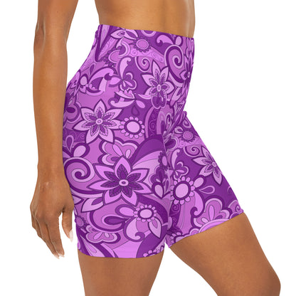 Funky purple High Waisted Yoga Shorts