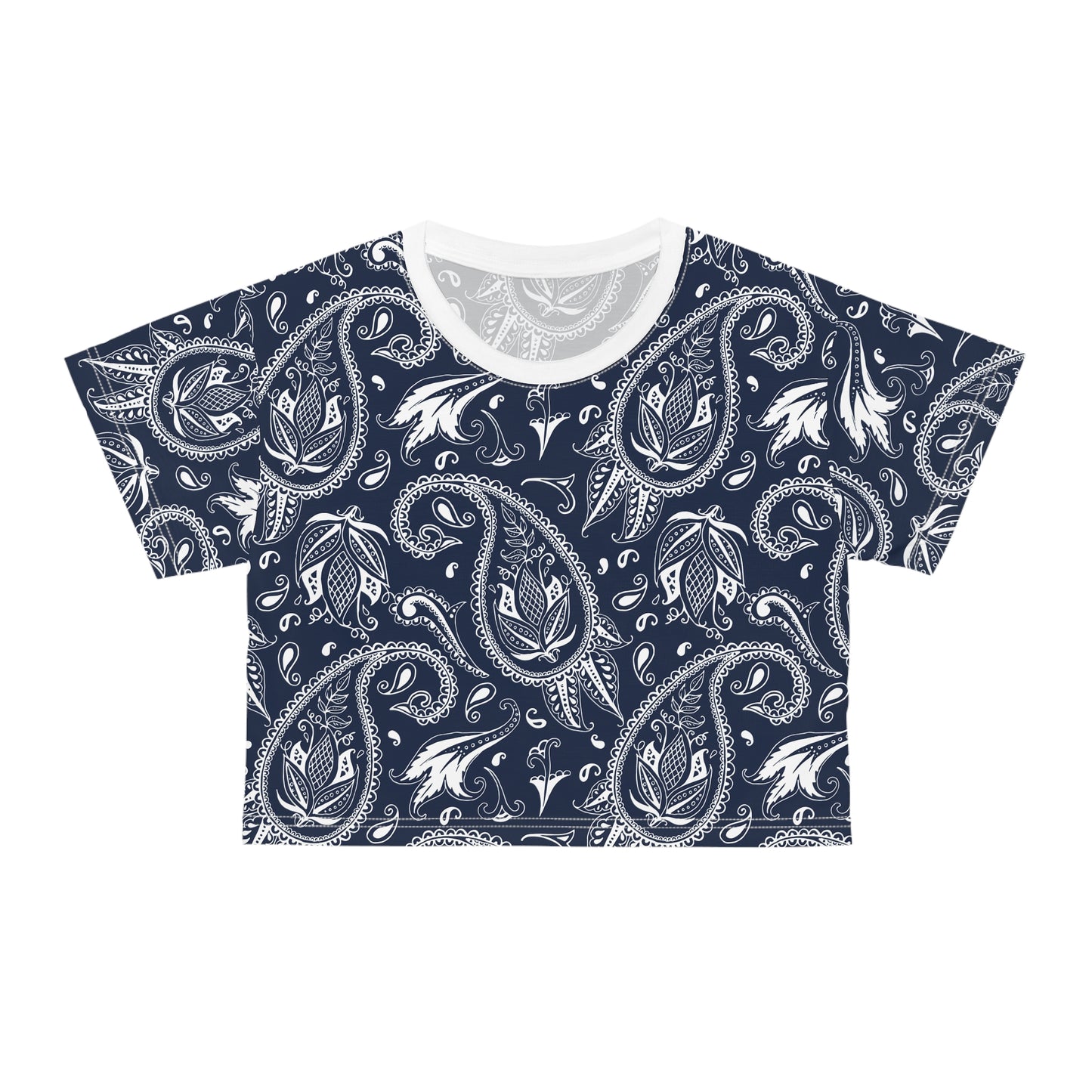 Blue Paisley Crop Tee