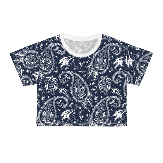 Blue Paisley Crop Tee