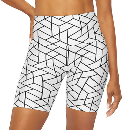 Geometric High Waisted Yoga Shorts