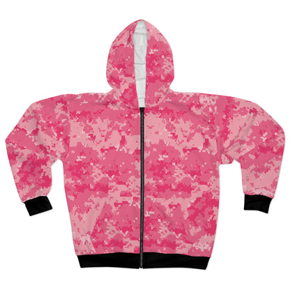 Pink Camo Unisex Zip Hoodie