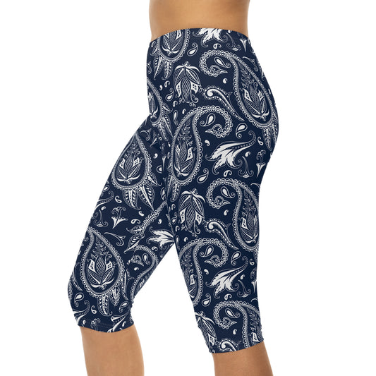 Blue Paisley Women’s Capri Leggings