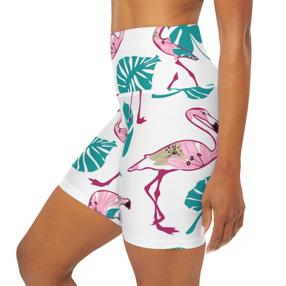 Flamingo High Waisted Yoga Shorts