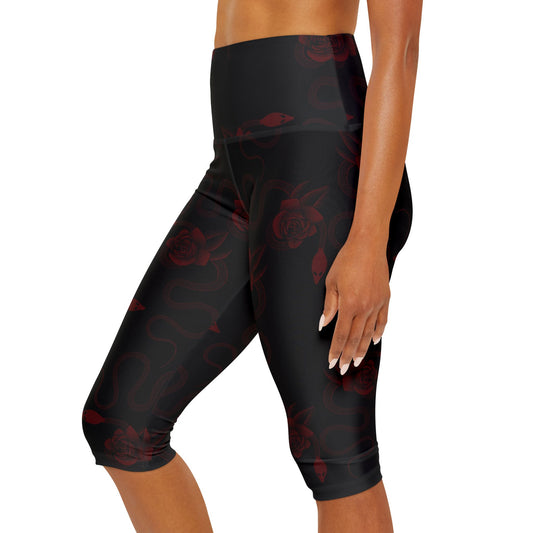 Snake & Roses Yoga Capri Leggings