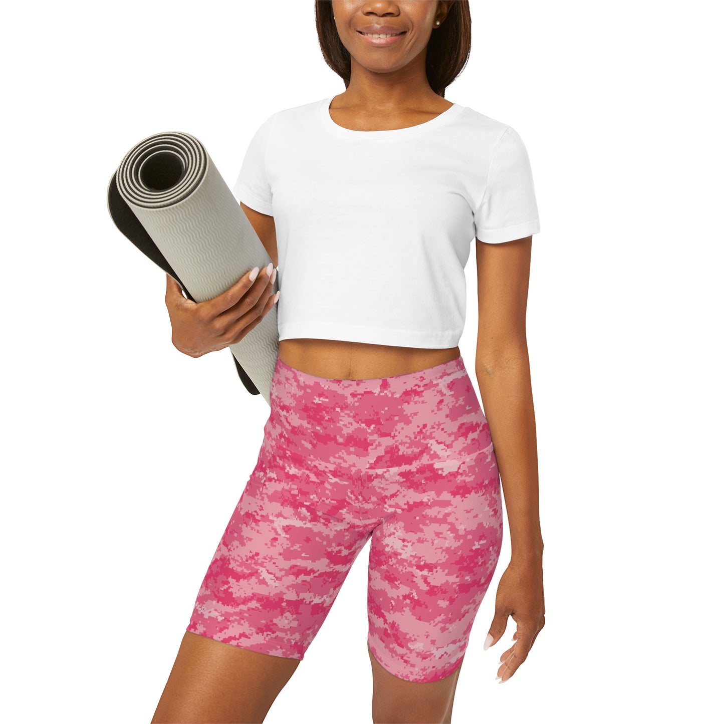 Pink Camo High Waisted Yoga Shorts